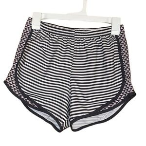 •VARSITY•GRAY & WHITE PINK BOHO TRIBAL SIDE INSERT CHEER SHORTS SIZE XS EUC